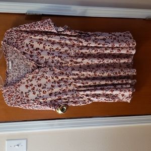 Maurices Short Sleeved Baby Doll Tunic, Pink Floral, Size 3X (B2)